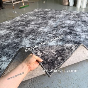 Палас Ковролин на Войлоке Дизайн 30859 Черный С Серым