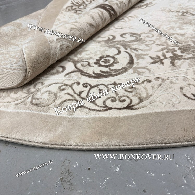 Классический ковер дизайн 76 Бежево-коричневый Круг