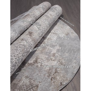 Абстрактный ковер дизайн 79 коричневый с серым Овал