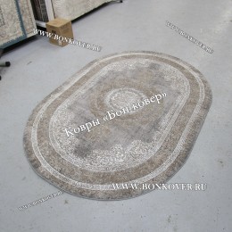 Классический ковер дизайн 93 Коричневый с серым овал